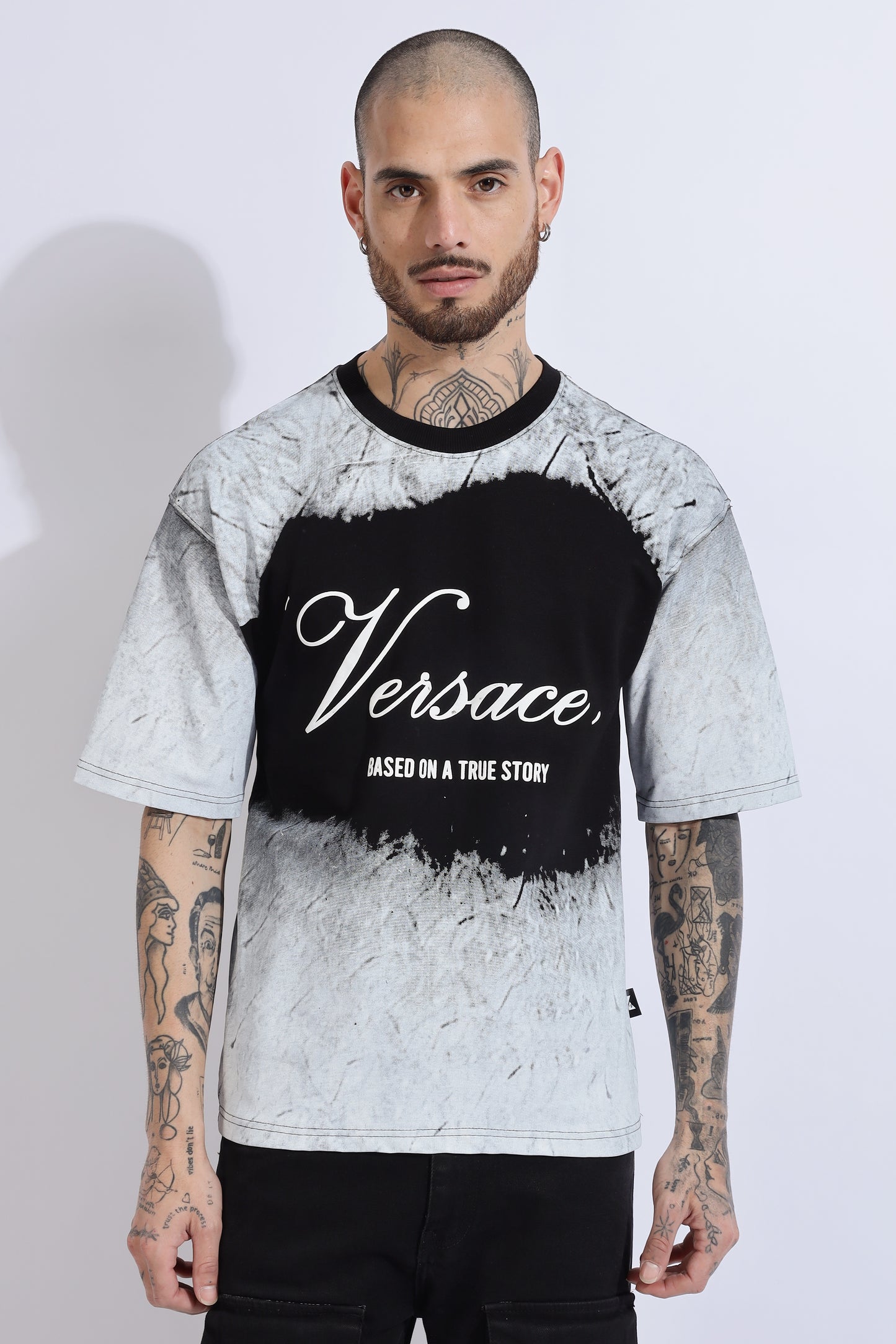 Over sized Unisex Cotton Acid wash T-shirt Grey