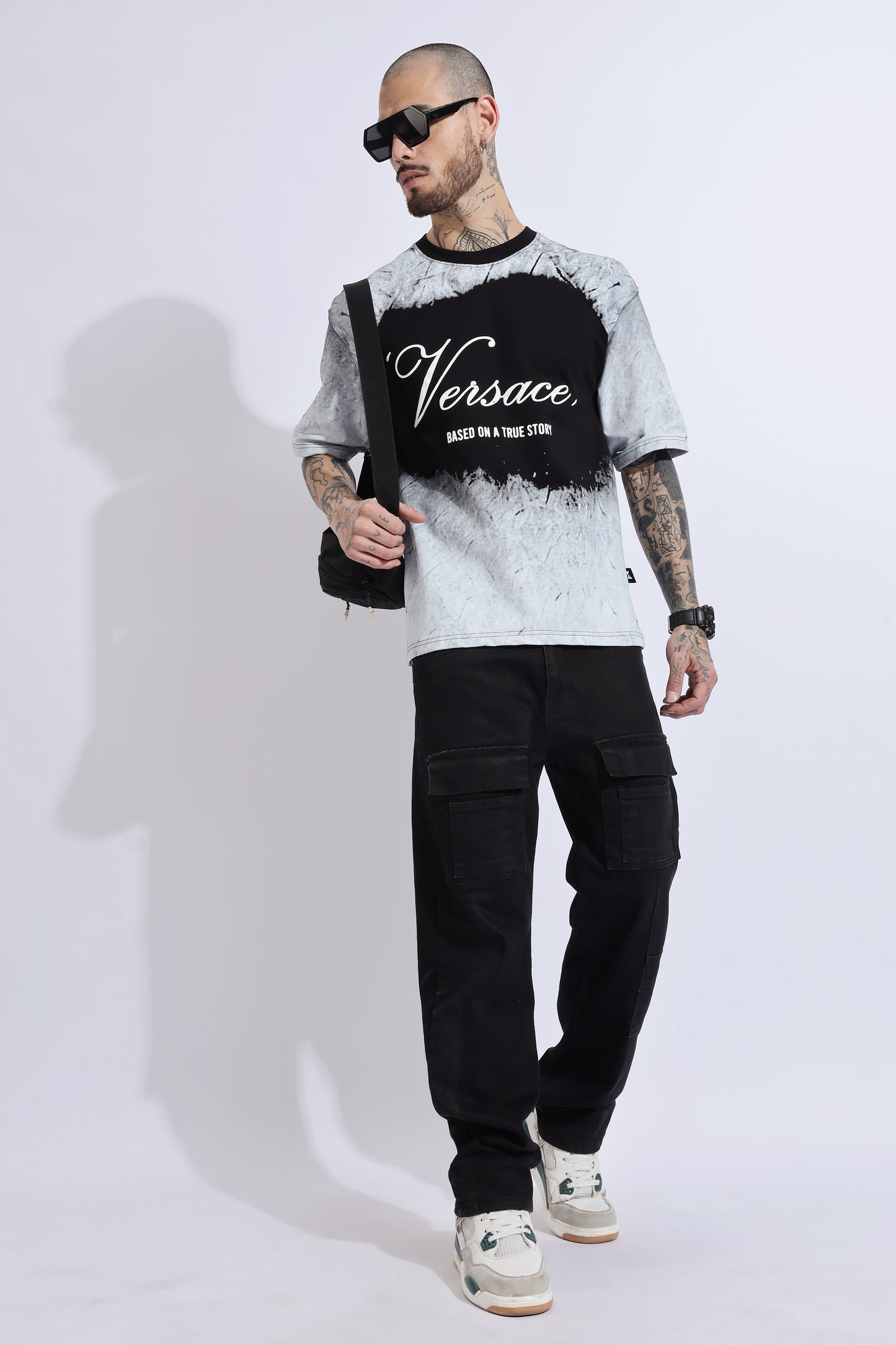 Over sized Unisex Cotton Acid wash T-shirt Grey