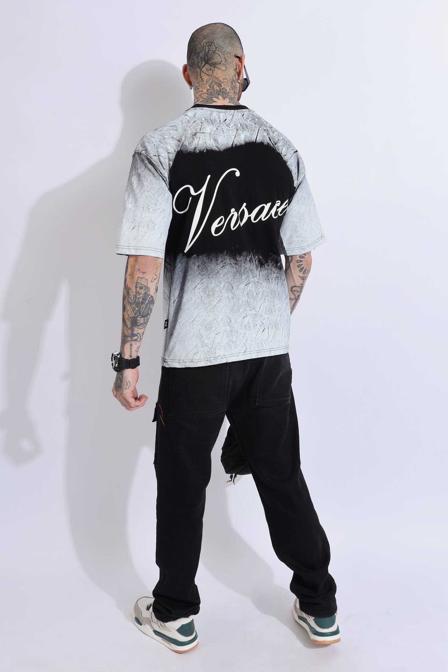 Over sized Unisex Cotton Acid wash T-shirt Grey
